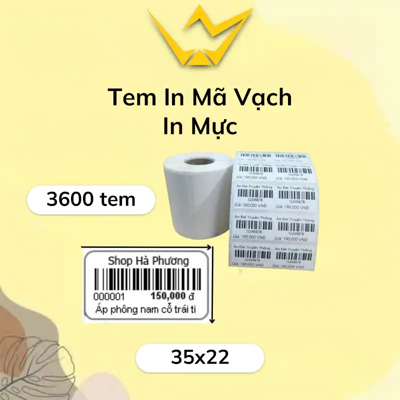 Tem In Mã Vạch (In Mực, 35x22mm, 3600 Tem)