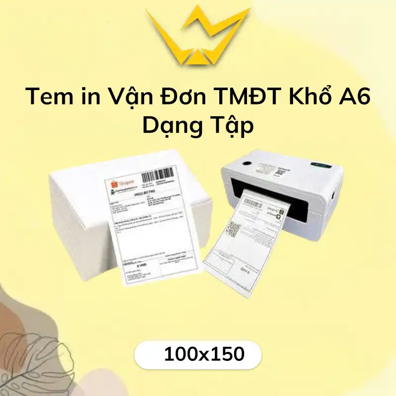 Tem In Vận Đơn TMĐT Khổ A6 Dạng Tập