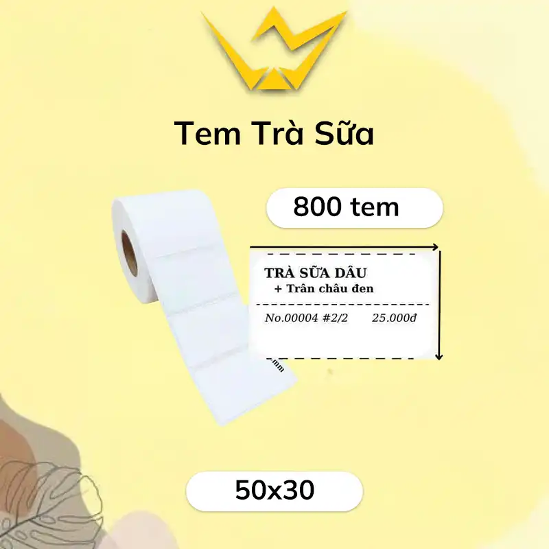 Tem Trà Sữa (50x30mm, 800 tem)